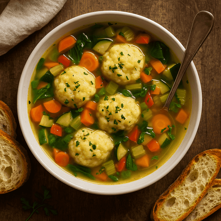 Fersk suppe med melboller